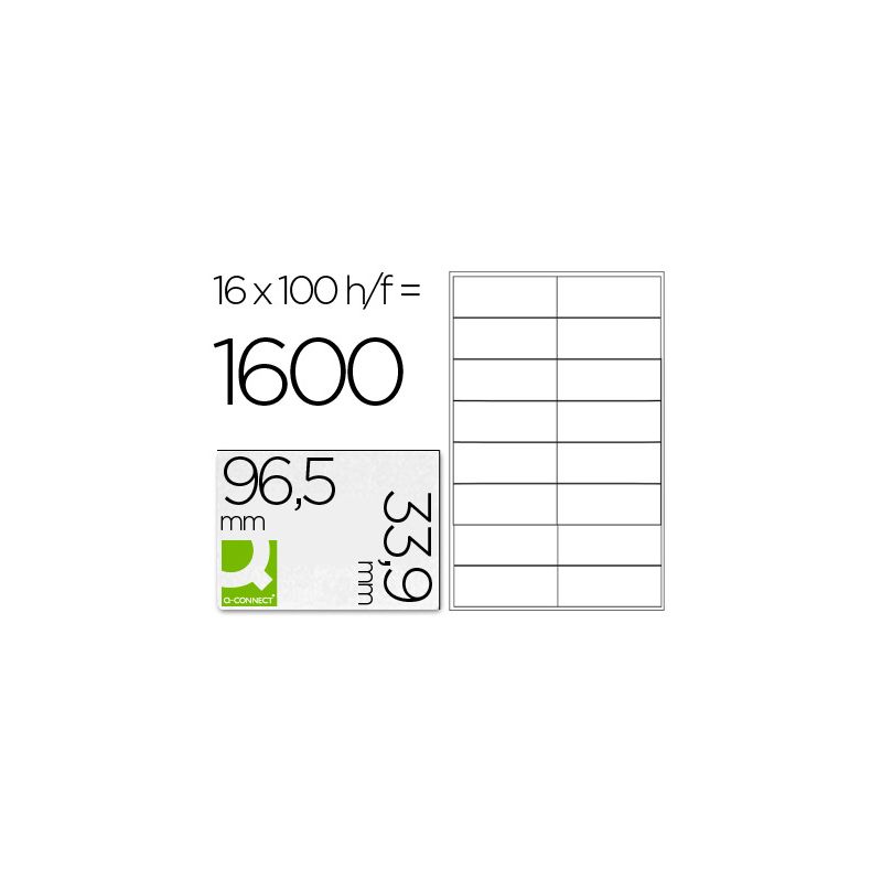 Étiquette adhésive q-connect 9 6.5x33.9mm coins droits imprimante jet encre laser copieur boîte 100f 1600u