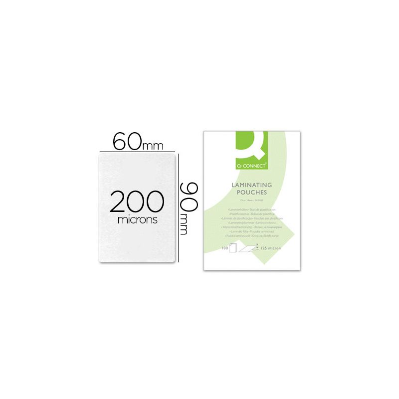 Pochette plastification q-connect économique plastification chaud format 90x60mm 200 microns boîte 100 unités
