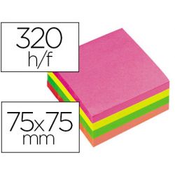  	 	 Bloc-notes q-connect cube quick notes 75x75mm 320f repositionnables sans traces coloris néon