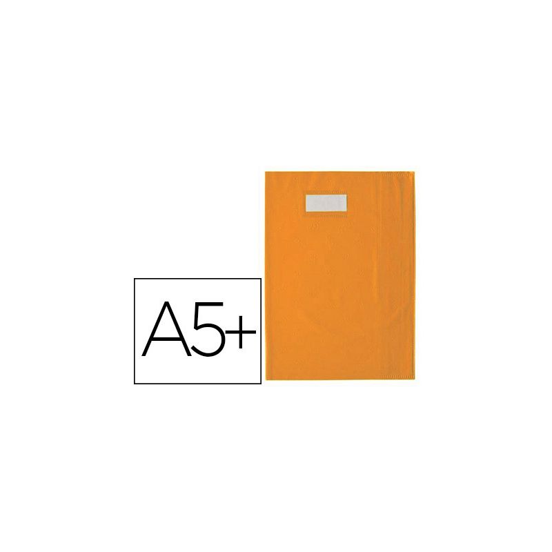 Protège-cahier elba styl'sms pvc opaque 12/100e sans phtalates porte-étiquette et étiquette 170x220mm orange