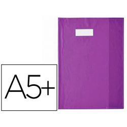 Protège-cahier elba styl'sms pvc opaque 12/100e sans phtalates porte-étiquette et étiquette 170x220mm violet