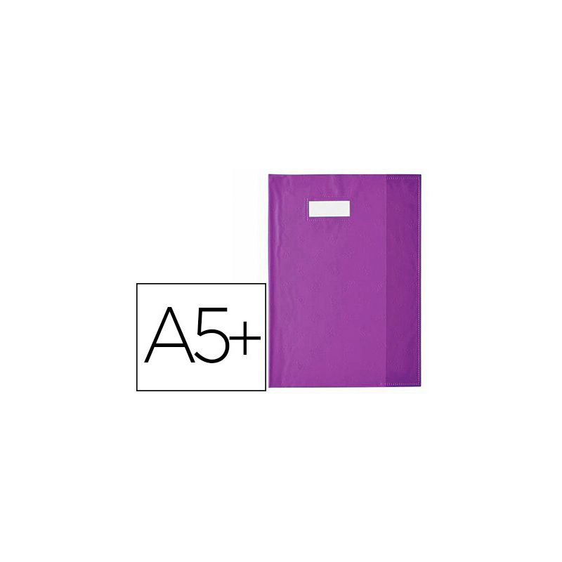 Protège-cahier elba styl'sms pvc opaque 12/100e sans phtalates porte-étiquette et étiquette 170x220mm violet