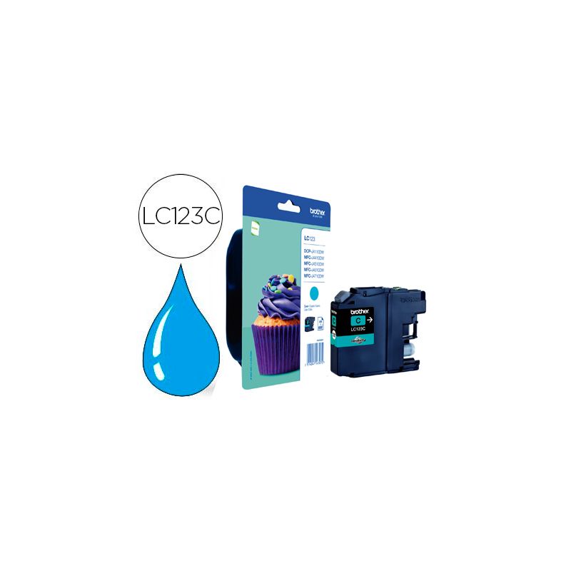 Cartouche brother jet d'encre LC123C couleur cyan 600p