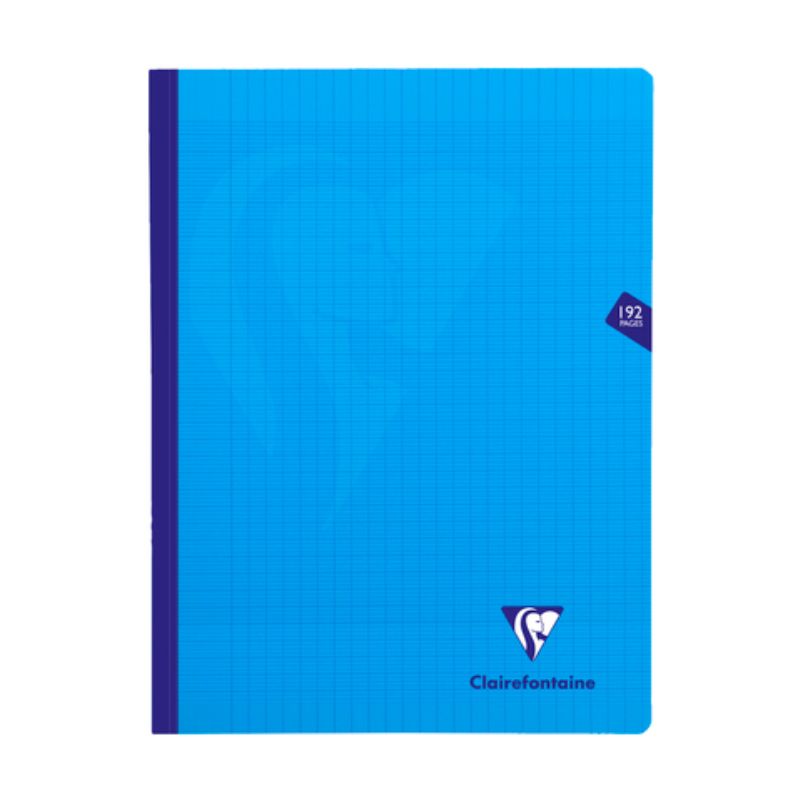 Cahier brochure cousue Mimesys 24x32cm 192 pages grands carreaux couverture polypropylène Bleu
