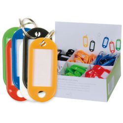 Porte-clés q-connect porte-étiquette plastique 50x22mm coloris assortis présentoir 240 unités