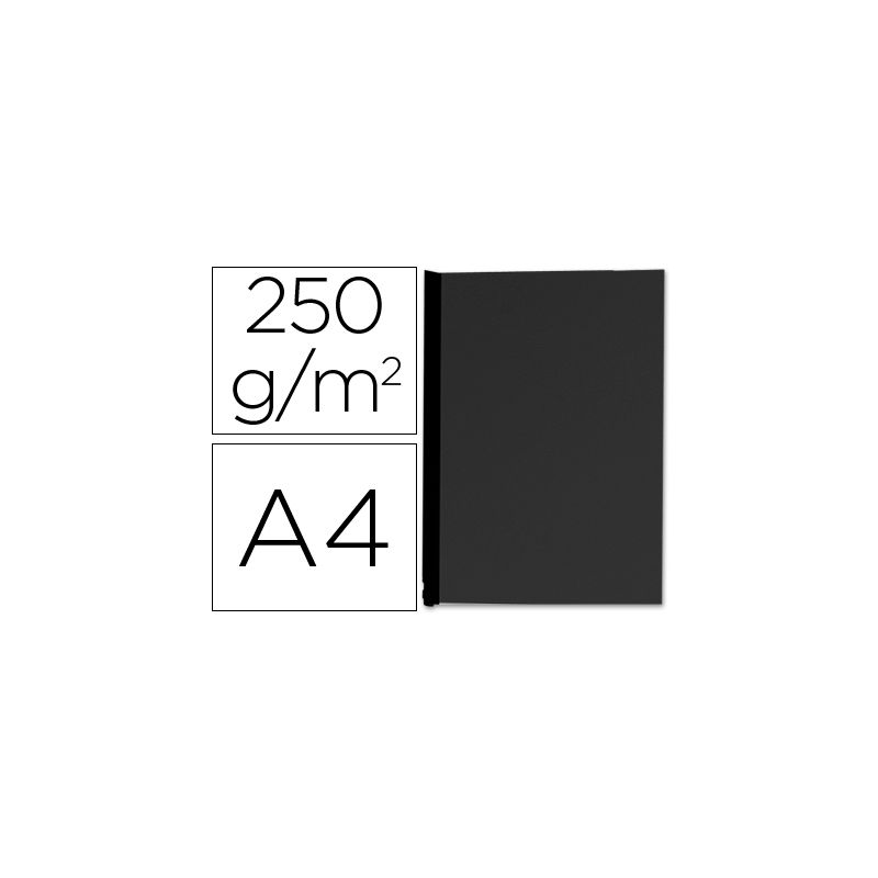 Couverture q-connect carton 250g grain cuir pour reliure format a4 coloris noir paquet 100 unités
