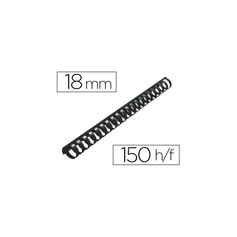 Anneau plastique à relier q-connect capacité 150f 18mm diamètre coloris noir boîte 50 unités