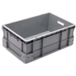 VISO Bac de rangement Gris en polypropylène, gerbable, charge 30 kg - Dimensions : L60 x l40 x H23 cm