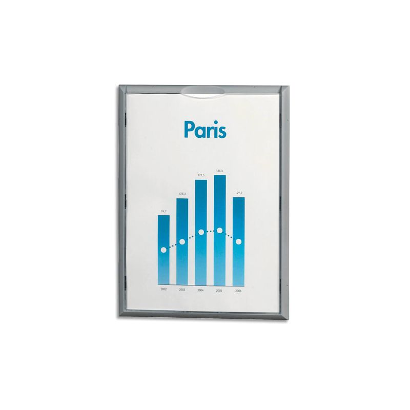 PAPERFLOW Cadre mural d'informations contour en polystyrène Gris format A4