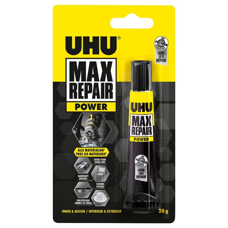 UHU Tube de 20g de colle MAX REPAIR de bricolage multi-usages