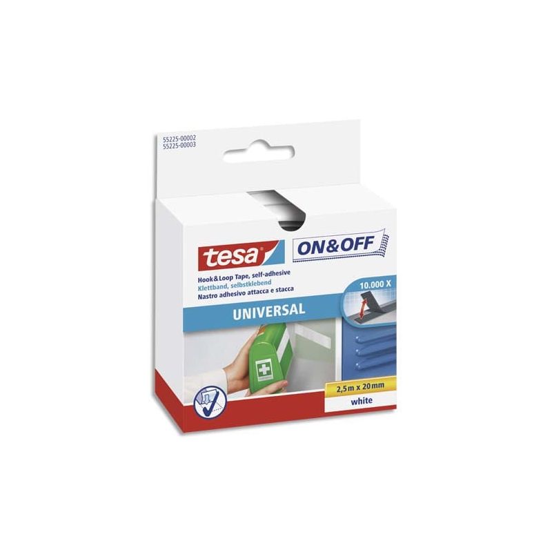 TESA Ruban ON&OFF système de scratch auto agrippants Blanc