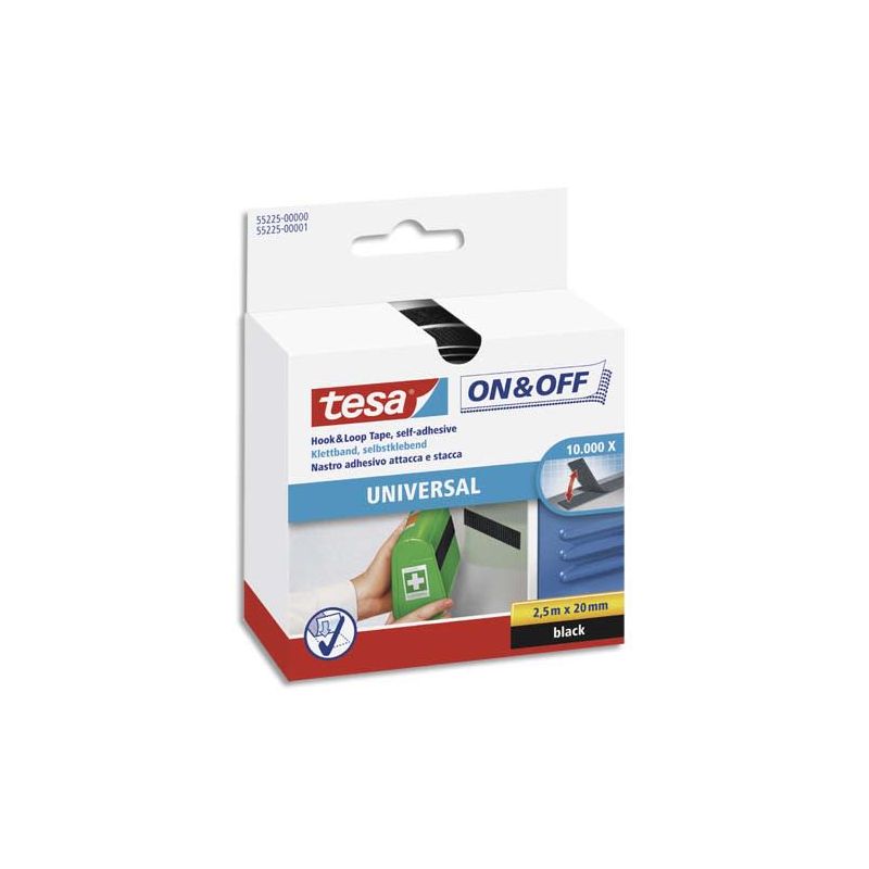 TESA Ruban ON&OFF système de scratch auto agrippants Noir 