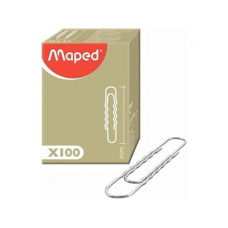 MAPED Boîte de 100 trombones ondulés bout rond 77mm