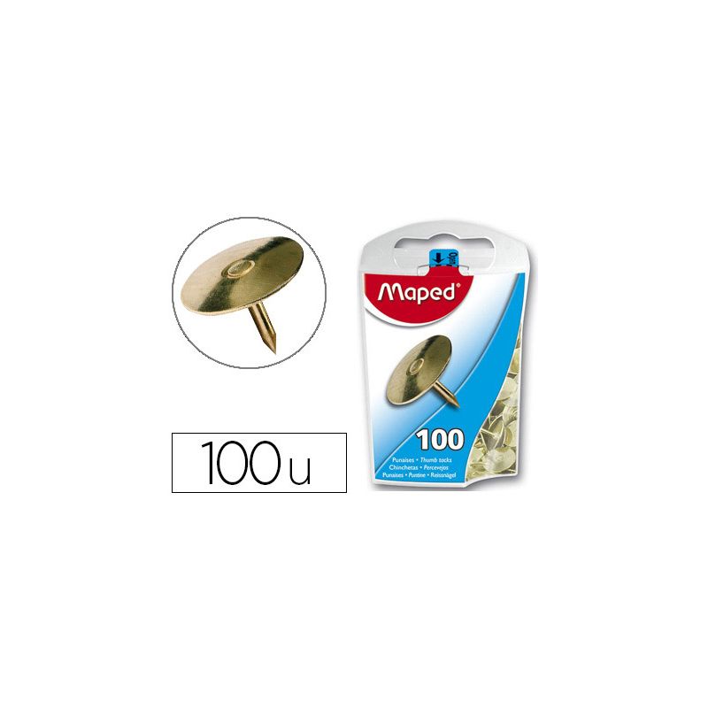 MAPED Boîte de 100 punaises en acier cuivrées 10mm
