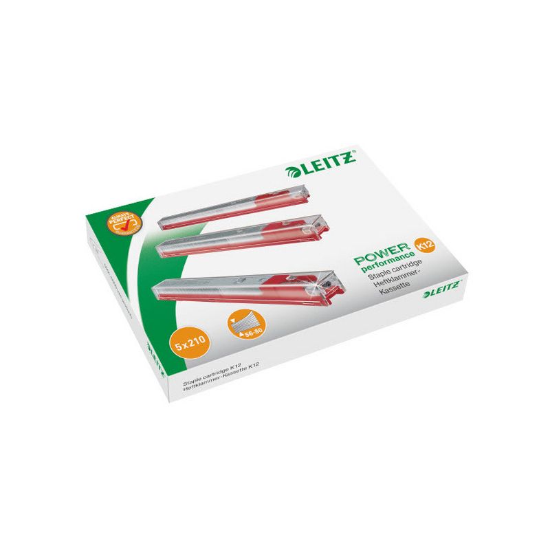 LEITZ Boîte de 5 recharges 210 agrafes 26/12 Rouge