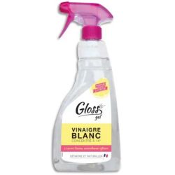 GLOSS Spray 750 ml Gel Vinaigre Blanc détartre et fait briller, concentration 14 degrés, parfum Citron