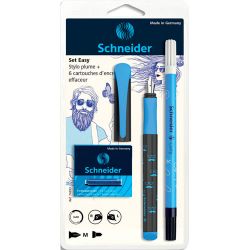 SCHNEIDER Set stylo plume Easy Bleu et 5 cartouches standards Bleu