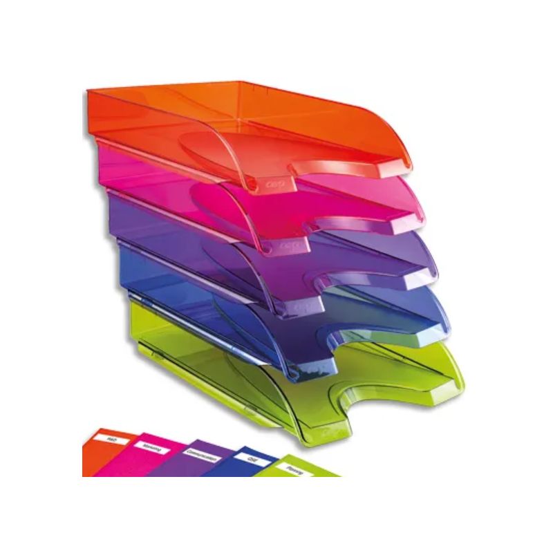 CEP Lot 5 corbeilles à courrier Happy. Documents jusqu'au format 24 x 32 cm et les pochettes à élastique