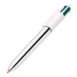 BIC Stylo bille 4 Couleurs Shine corps métallique Argent