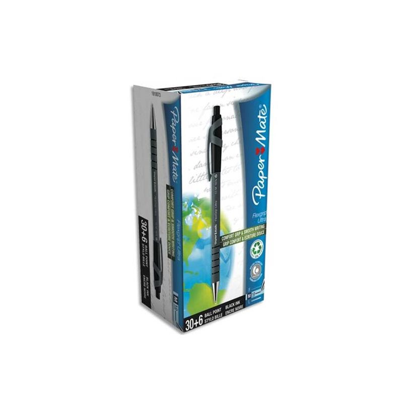 PAPERMATE FLEXGRIP Pack de 30+6 Stylo à bille pointe moyenne rétractable Encre Noire