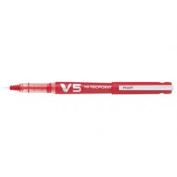 PILOT V5 HI-TECPOINT Stylo roller rechargeable pointe tubulaire Encre liquide Rouge