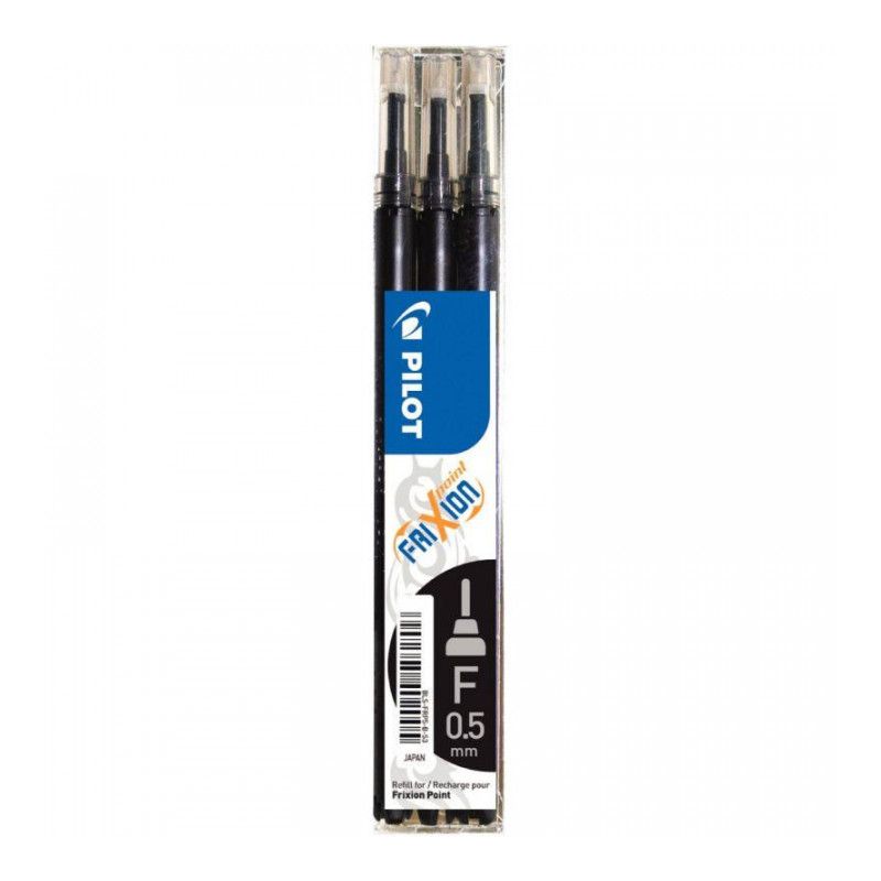 PILOT Set de 3 recharges pour roller FriXion Pointe HI-TEC fine 0,5 mm Encre Noir