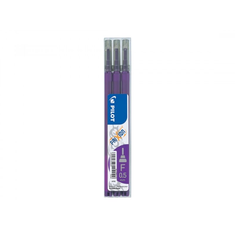 PILOT Set de 3 recharges pour roller FriXion Pointe fine HI-TEC 0,5 mm Encre Violette