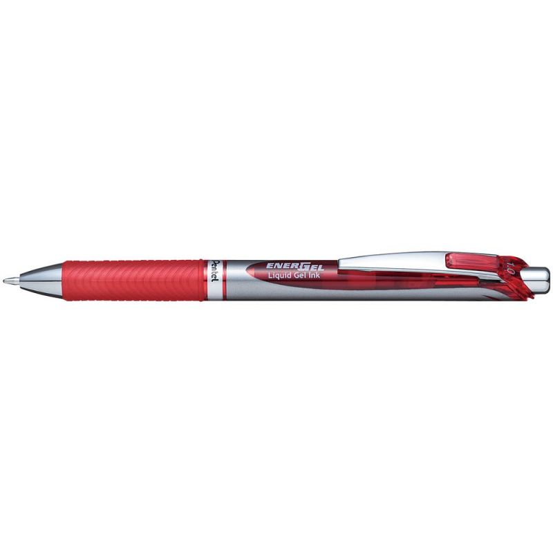 PENTEL ENERGEL Stylo à bille rétractable pointe métal 1mm Encre Rouge