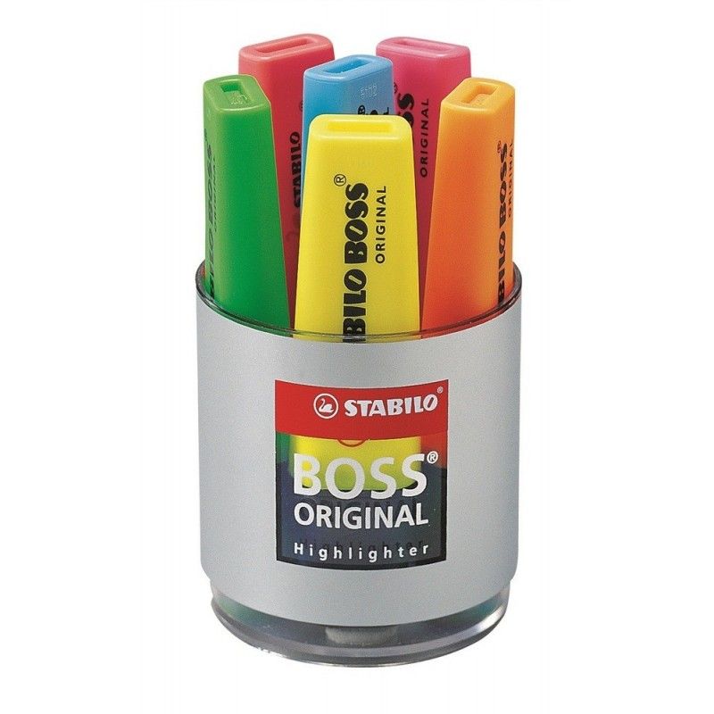 STABILO BOSS Pot à crayons fourni avec 6 surligneurs Assortis