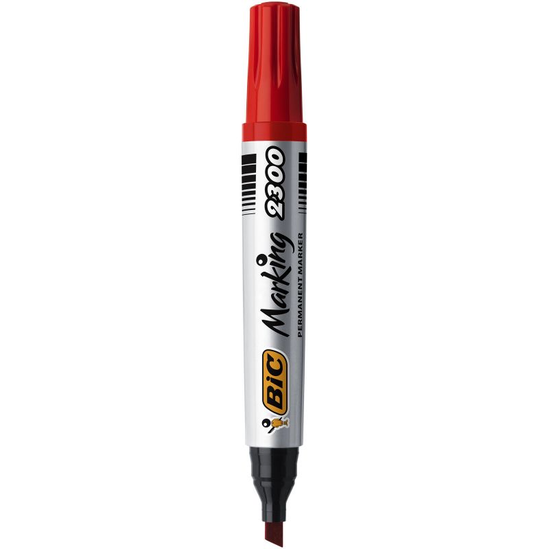 BIC Marqueur permanent pointe biseau Encre à base d'alcool Rouge