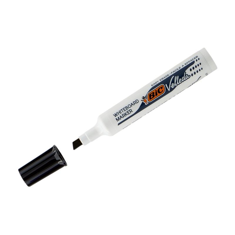 BIC VELLEDA 1791 Marqueur effaçable à sec pour tableaux Blancs pointe biseau encre cétone Noire