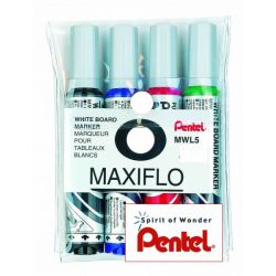 PENTEL MAXIFLO Pochette de 4 marqueurs effaçables à sec pointe ogive large encre liquide