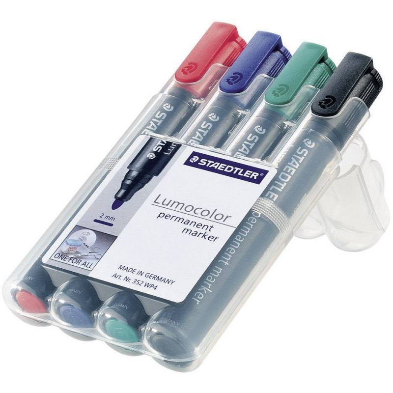 STAEDTLER Boîte de 4 marqueurs permanents assortis pointe ogive