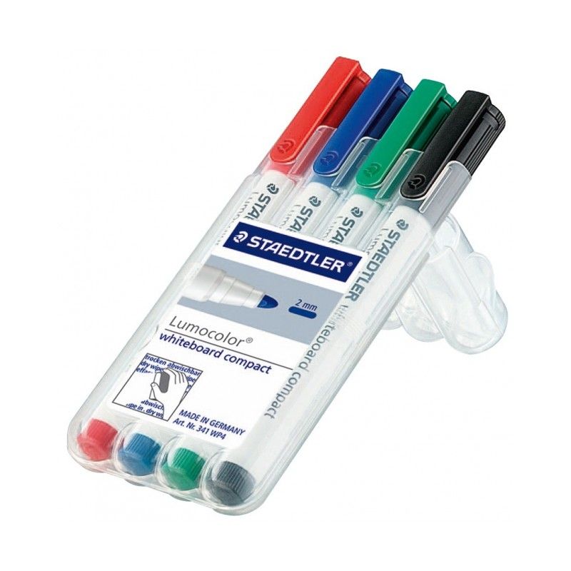 STAEDTLER Pochette de 4 marqueurs effaçables à sec pointe ogive encre assorties