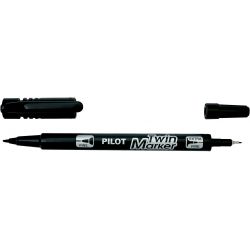 PILOT TWIN MARKER Marqueur double pointe ogive fine et moyenne encre indélébile Noire