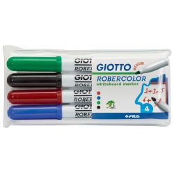 GIOTTO Pochette de 4 feutres effaçable à sec pointe ogive moyenne Coloris assortis
