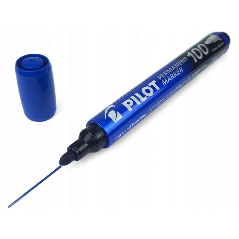 PILOT MARKER 100 Marqueur permanent pointe conique fine encre Bleue