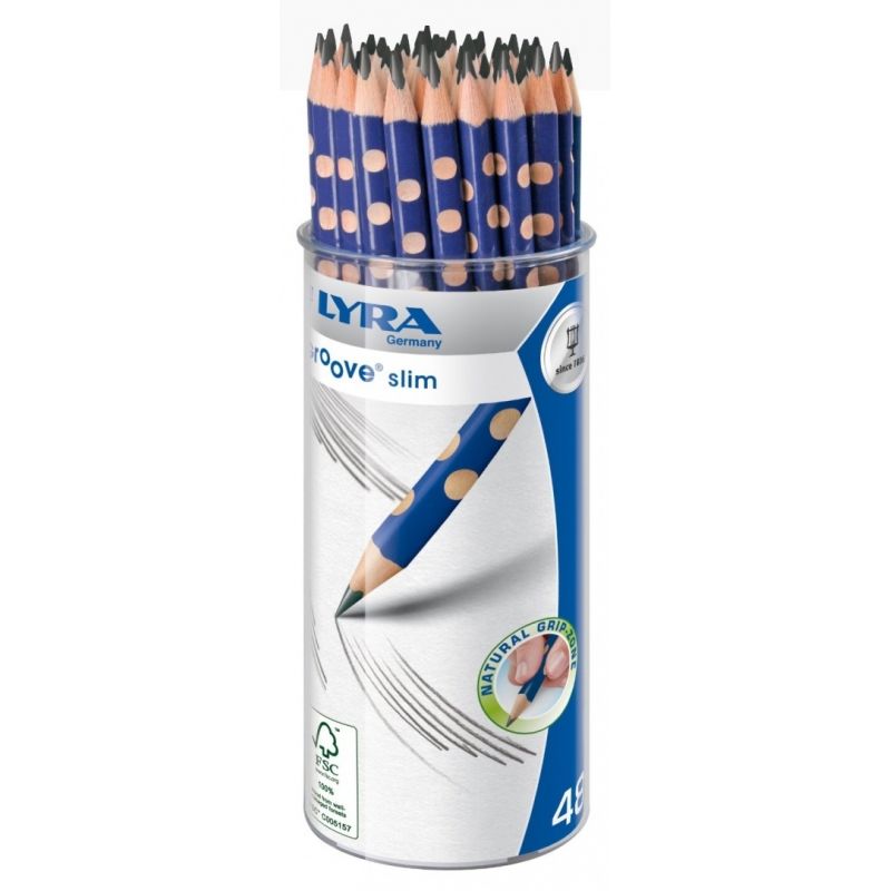 LYRA GROOVE SLIM Pot de 48 crayons graphite triangulaires avec grip gauchers et droitiers mine HB