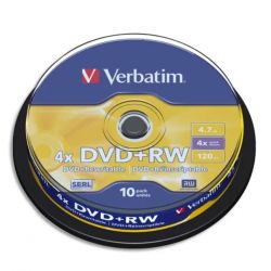 VERBATIM Tour de 10 DVD+RW 4,7GB vitesse d'écriture 10x