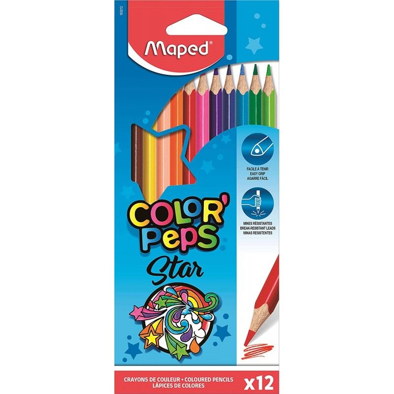 MAPED Pochette 12 crayons de couleur COLOR'PEPS