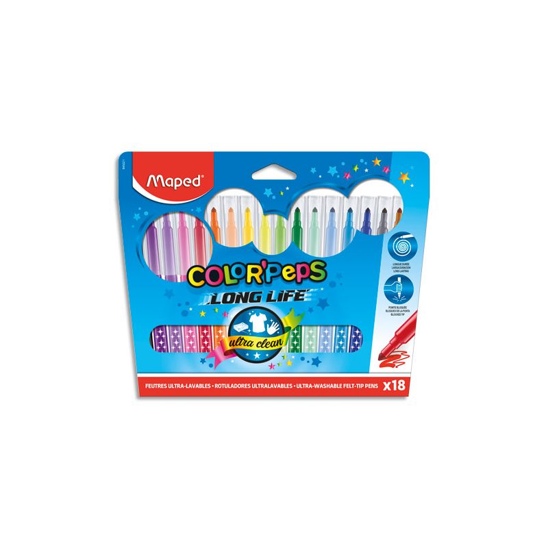 MAPED Pochette 18 feutres de coloriage COLOR'PEPS pointe moyenne