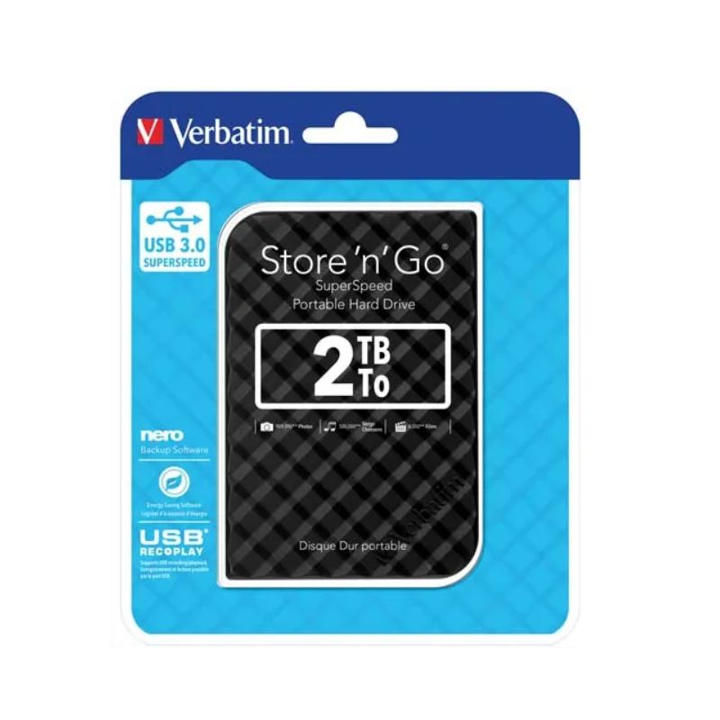 VERBATIM Disque dur 2,5 USB 3.0 Store'N'Go Style 2To Noir