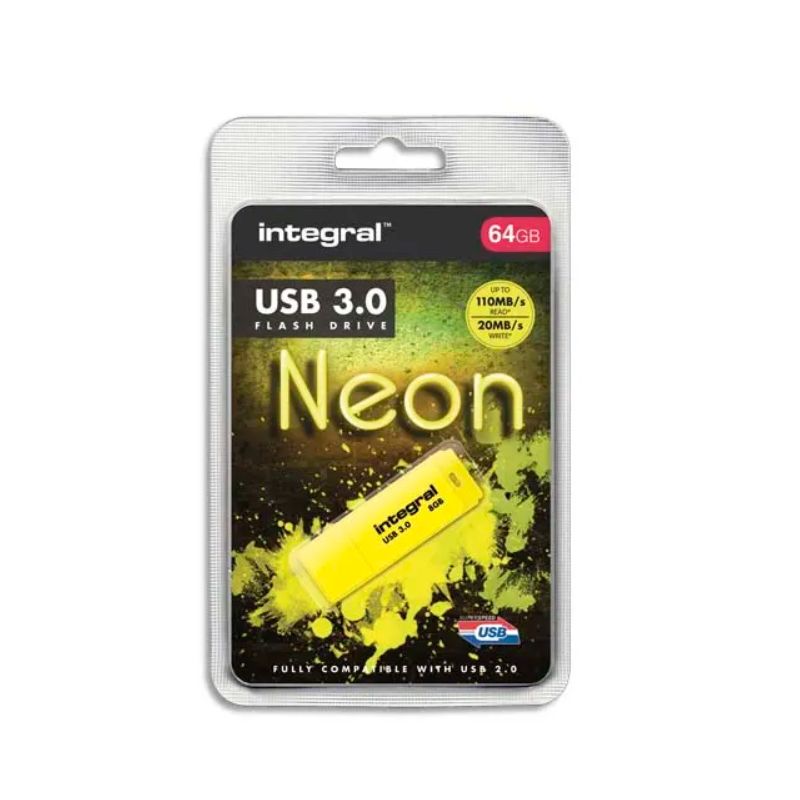 INTEGRAL Clé USB 3.0 Neon 64Go Jaune