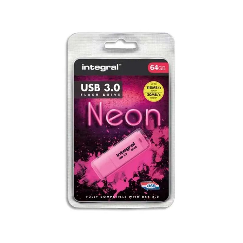 INTEGRAL Clé USB 3.0 Neon 64Go Rose