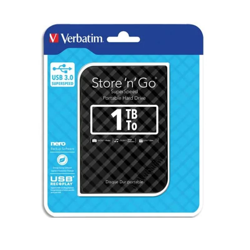 VERBATIM Disque dur 2,5 USB 3.0 Store'N'Go Style 1To Noir