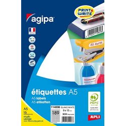 AGIPA Etiquettes multi-usage 9 x 13 mm blanche
