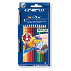 STAEDTLER Etui carton de 12 crayons de couleur aquarellables NORIS CLUB + 1 pinceau adapté