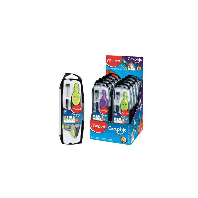 MAPED Coffret 5 pièces compas à bague ou à mine interchangeable