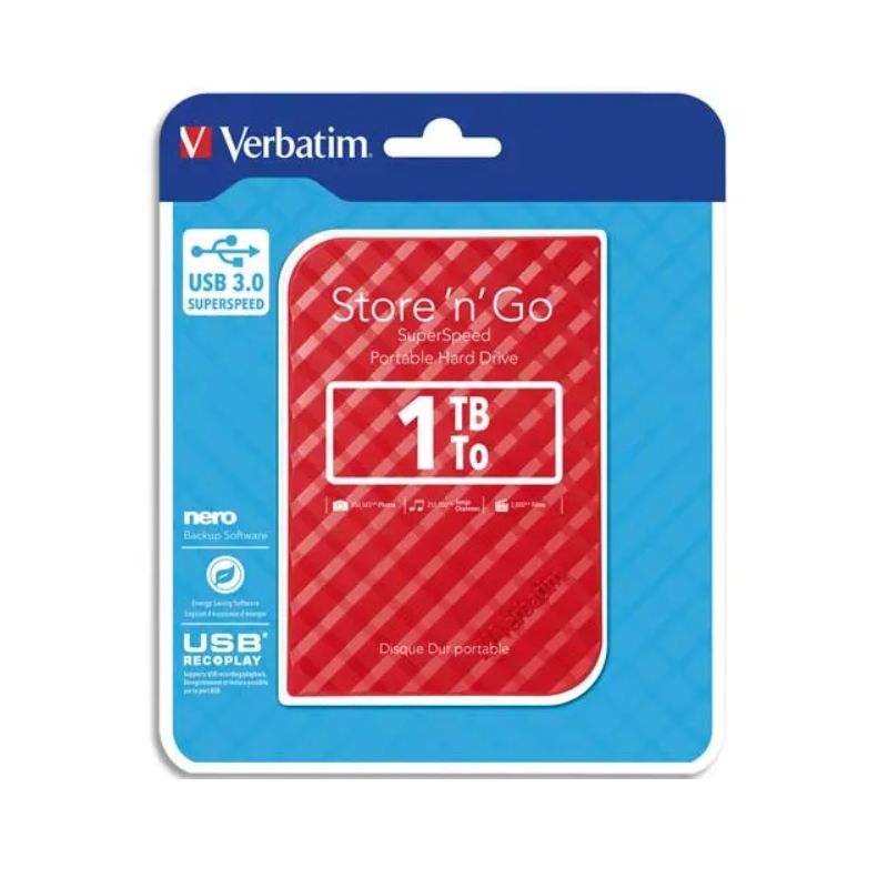 VERBATIM Disque dur 2,5 USB 3.0 Store'N'Go Style 1To Rouge