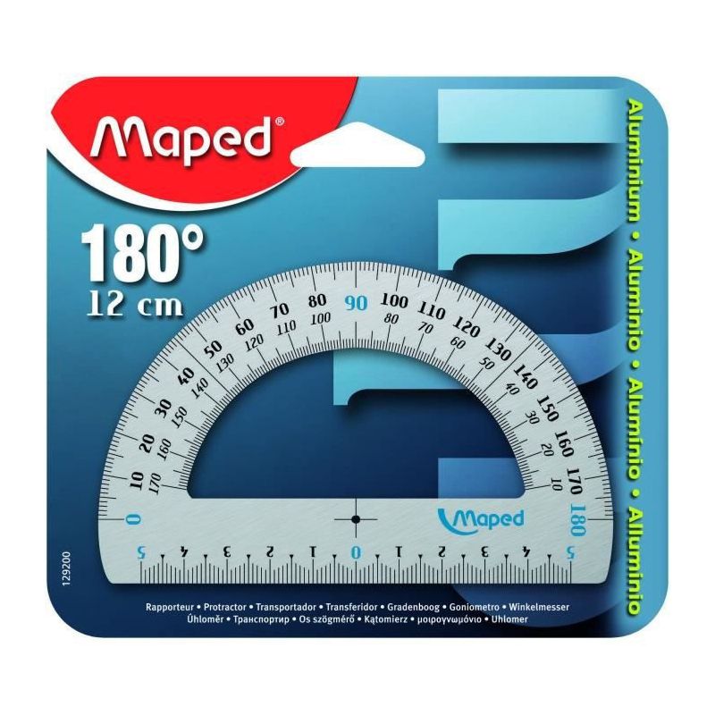MAPED rapporteur demi circulaire 180° aluminium 12cm